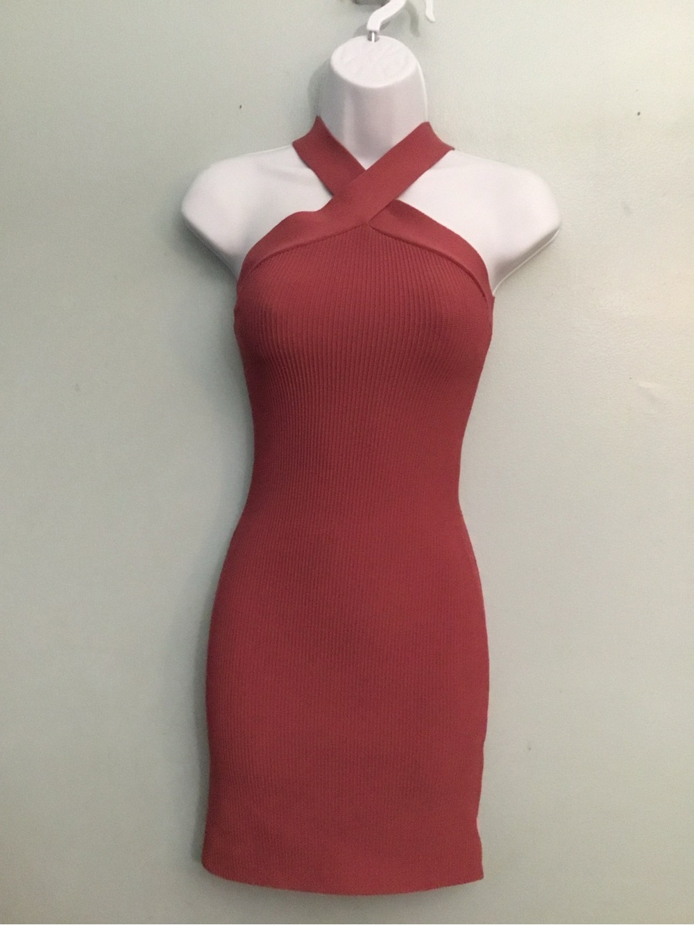 Babaton Cross-Halter Ribbed Mini Dress size XS